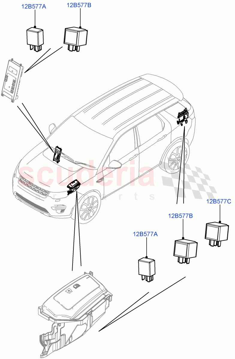 Relays (Changsu (China)) ((V) FROMFG000001) of Land Rover Land Rover Discovery Sport (2015+) [1.5 I3 Turbo Petrol AJ20P3]