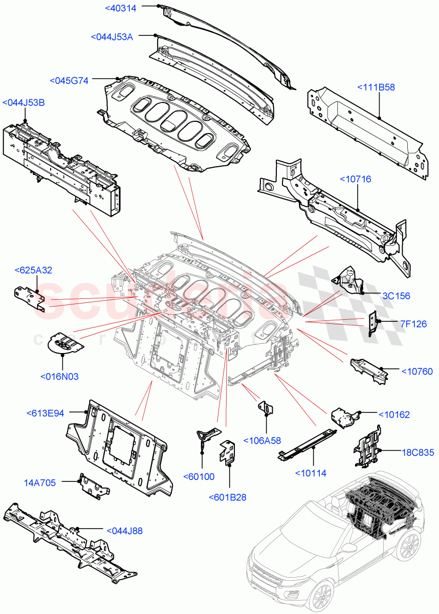 Floor Pan - Centre And Rear(2 Door Convertible,Halewood (UK))((V)FROMGH125984) of Land Rover Land Rover Range Rover Evoque (2012-2018) [2.0 Turbo Petrol AJ200P]