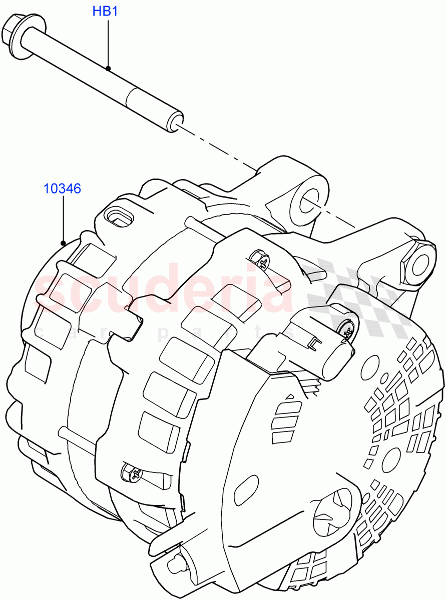 Alternator And Mountings(2.0L I4 DSL MID DOHC AJ200,Itatiaia (Brazil),2.0L I4 Mid DOHC AJ200 Petrol,2.0L AJ20D4 Diesel Mid PTA,2.0L I4 DSL HIGH DOHC AJ200,2.0L AJ20P4 Petrol E100 PTA)((V)FROMGT000001) of Land Rover Land Rover Discovery Sport (2015+) [2.2 Single Turbo Diesel]