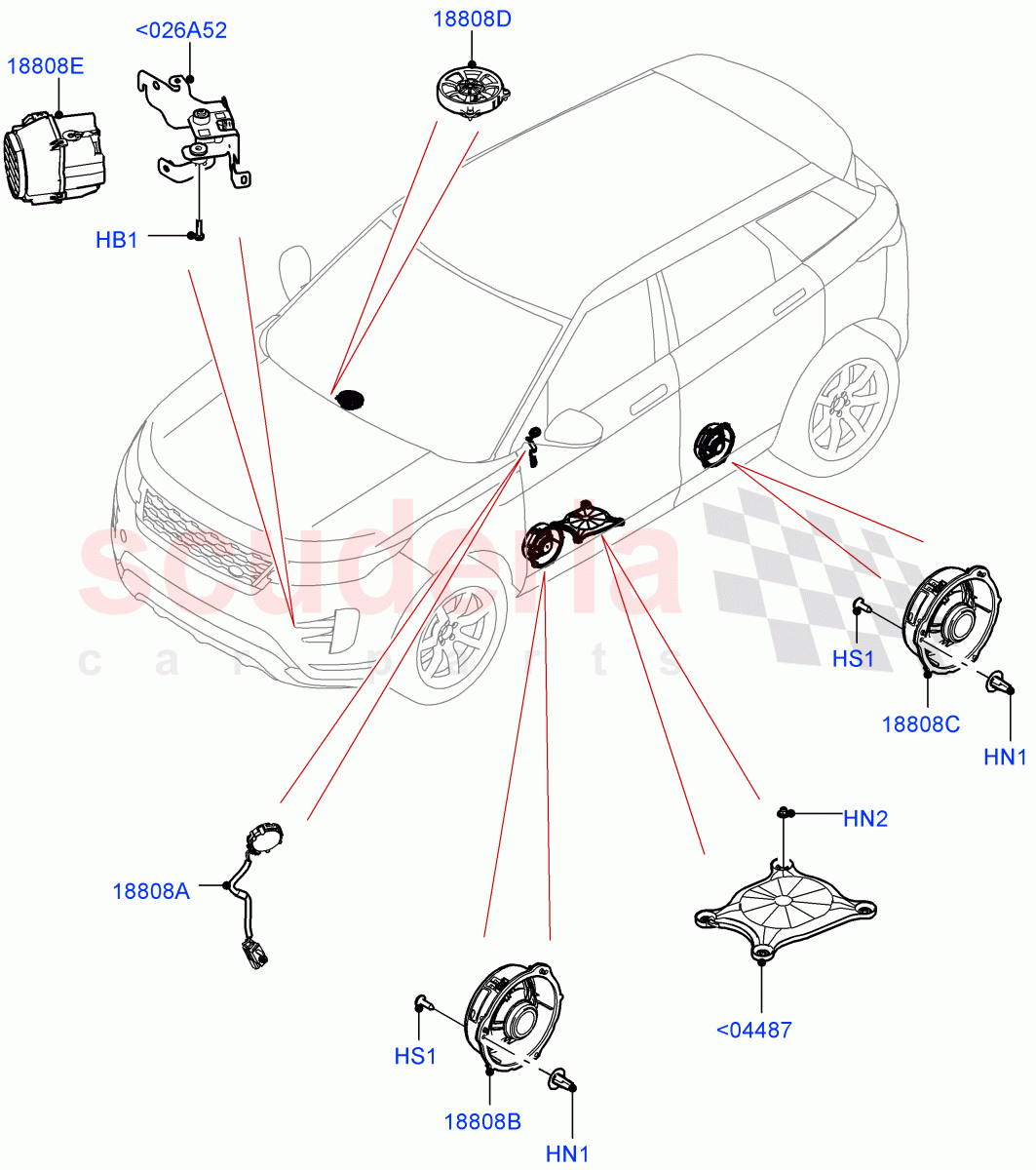 Speakers(Halewood (UK),Standard Audio (Base)) of Land Rover Land Rover Range Rover Evoque (2019+) [2.0 Turbo Diesel]