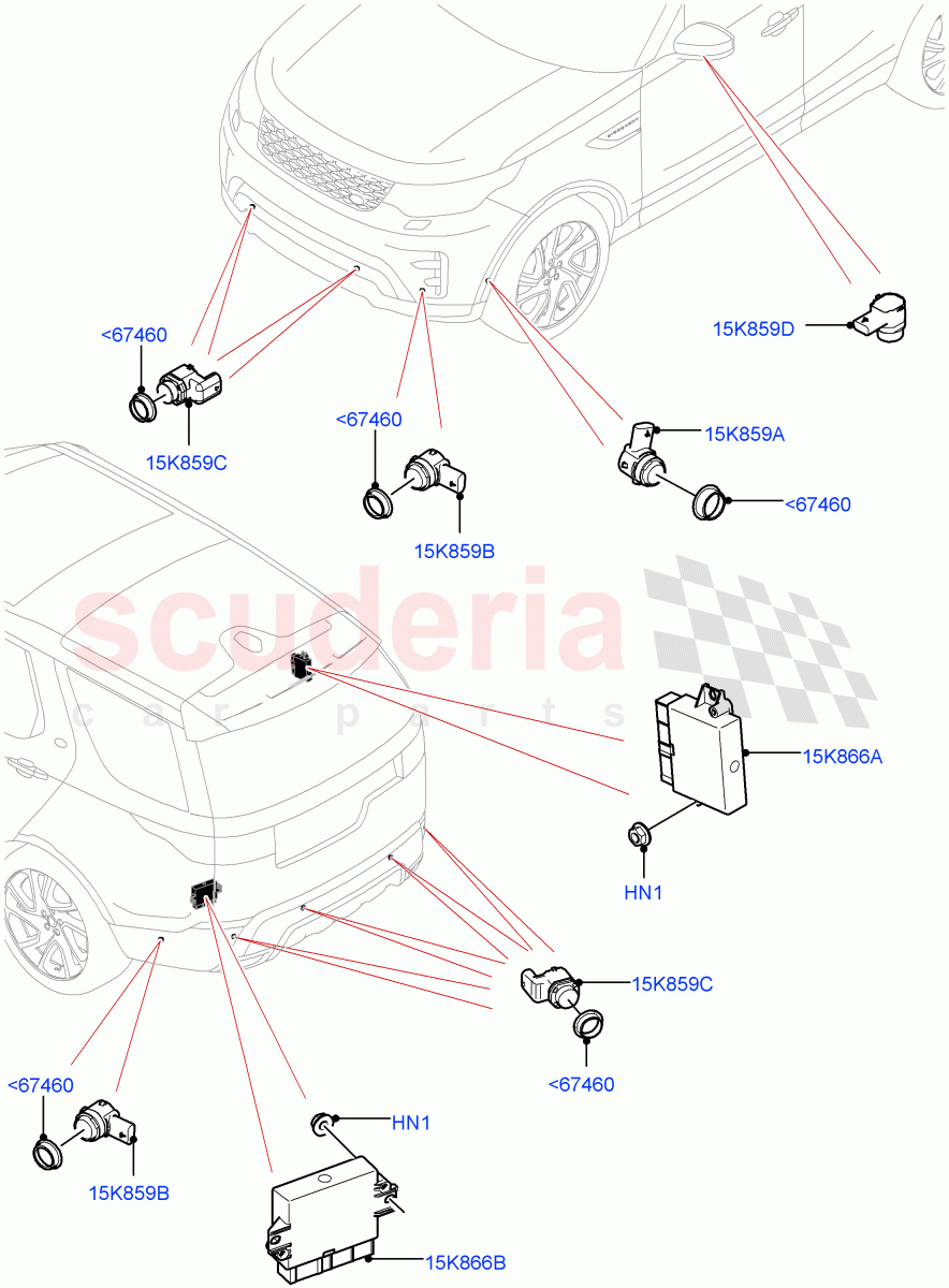 Parking Distance Control (Solihull Plant Build) ((V) FROMHA000001) of Land Rover Land Rover Discovery 5 (2017+) [3.0 I6 Turbo Diesel AJ20D6]