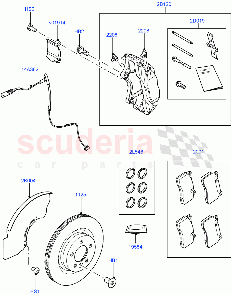 Front Brake Discs And Calipers of Land Rover Land Rover Range Rover Sport (2014+) [3.0 I6 Turbo Petrol AJ20P6]