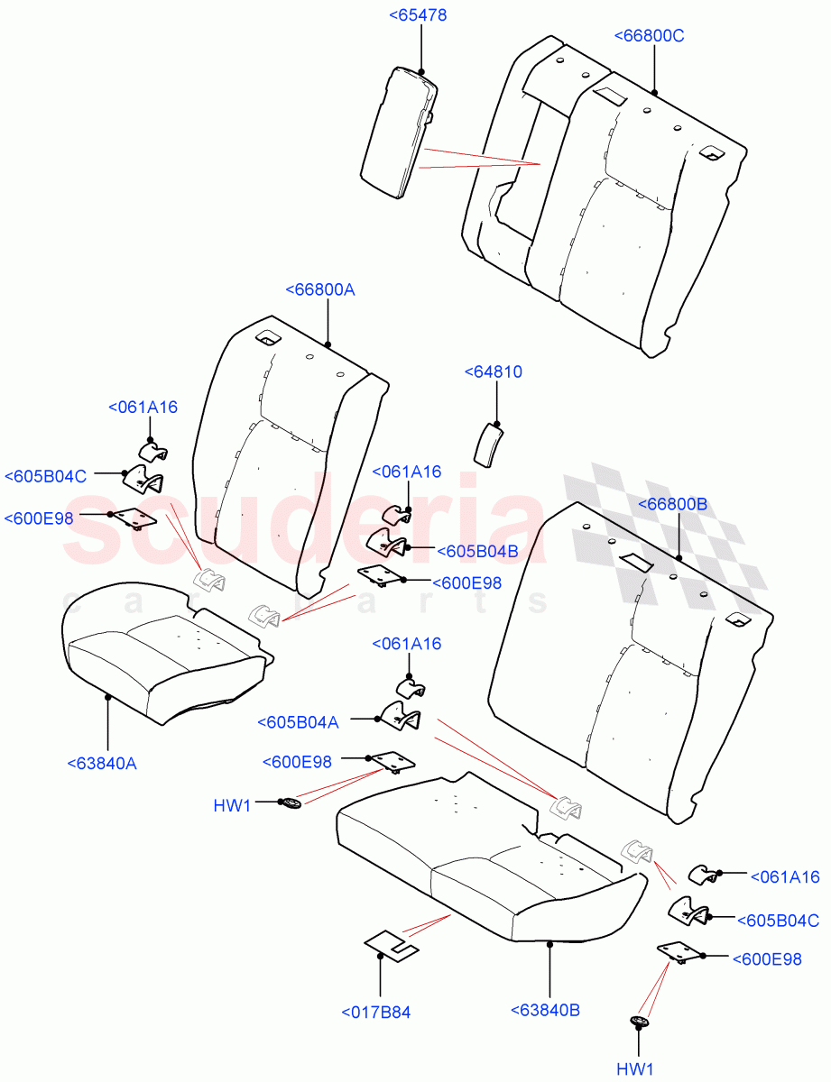 Rear Seat Pads/Valances & Heating(Halewood (UK),With 60/40 Split - Folding Rr Seat)((V)TONH999999) of Land Rover Land Rover Discovery Sport (2015+) [2.0 Turbo Petrol GTDI]