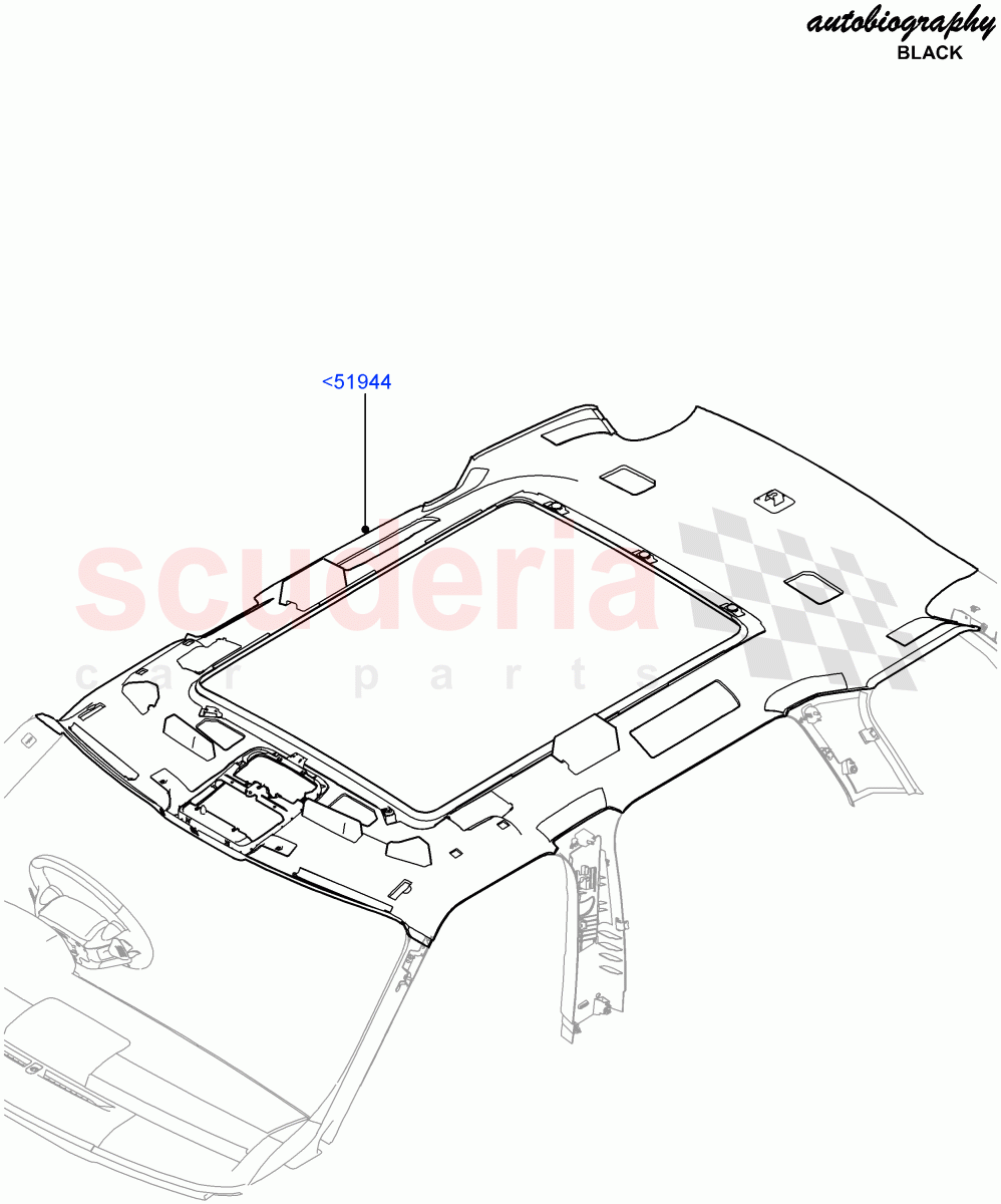 Headlining And Sun Visors(Interior Trim - Alston Patterned)((V)FROMEA000001) of Land Rover Land Rover Range Rover (2012-2021) [5.0 OHC SGDI NA V8 Petrol]