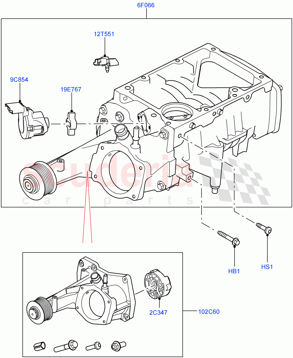 Supercharger(Solihull Plant Build)(3.0L DOHC GDI SC V6 PETROL)((V)FROMEA000001) of Land Rover Land Rover Discovery 5 (2017+) [3.0 DOHC GDI SC V6 Petrol]