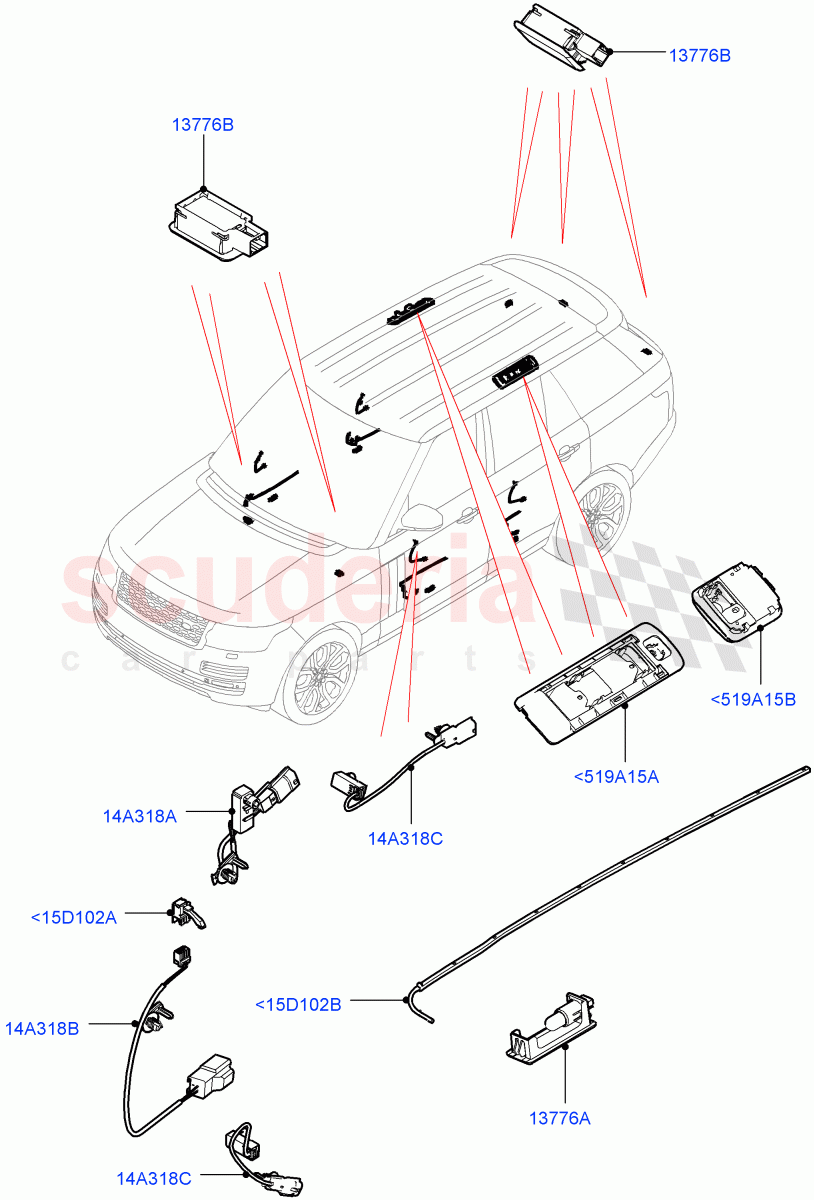 Interior Lamps (Tailgate, Door - Front/Rear) of Land Rover Land Rover Range Rover (2012-2021) [5.0 OHC SGDI NA V8 Petrol]