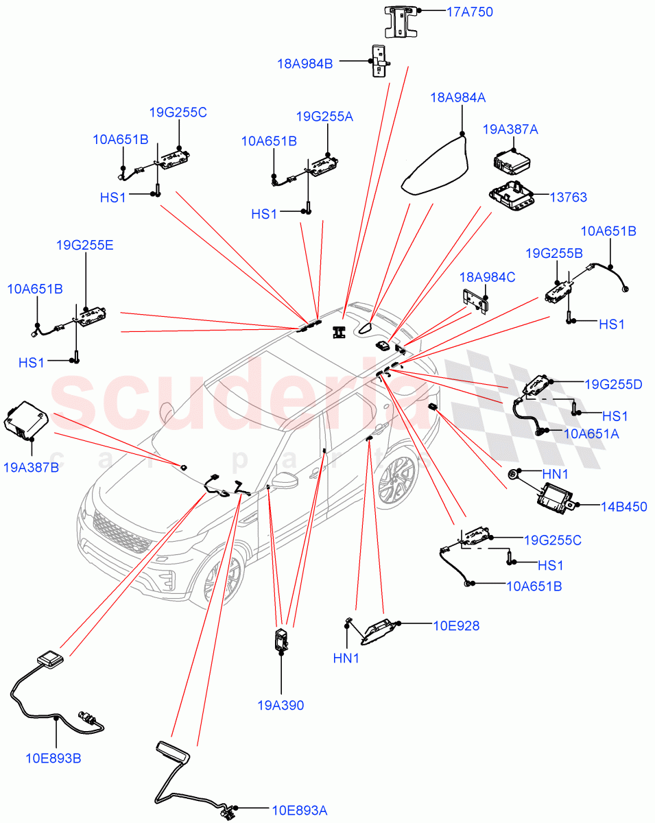 Aerial(Nitra Plant Build)((V)FROMK2000001) of Land Rover Land Rover Discovery 5 (2017+) [2.0 Turbo Petrol AJ200P]