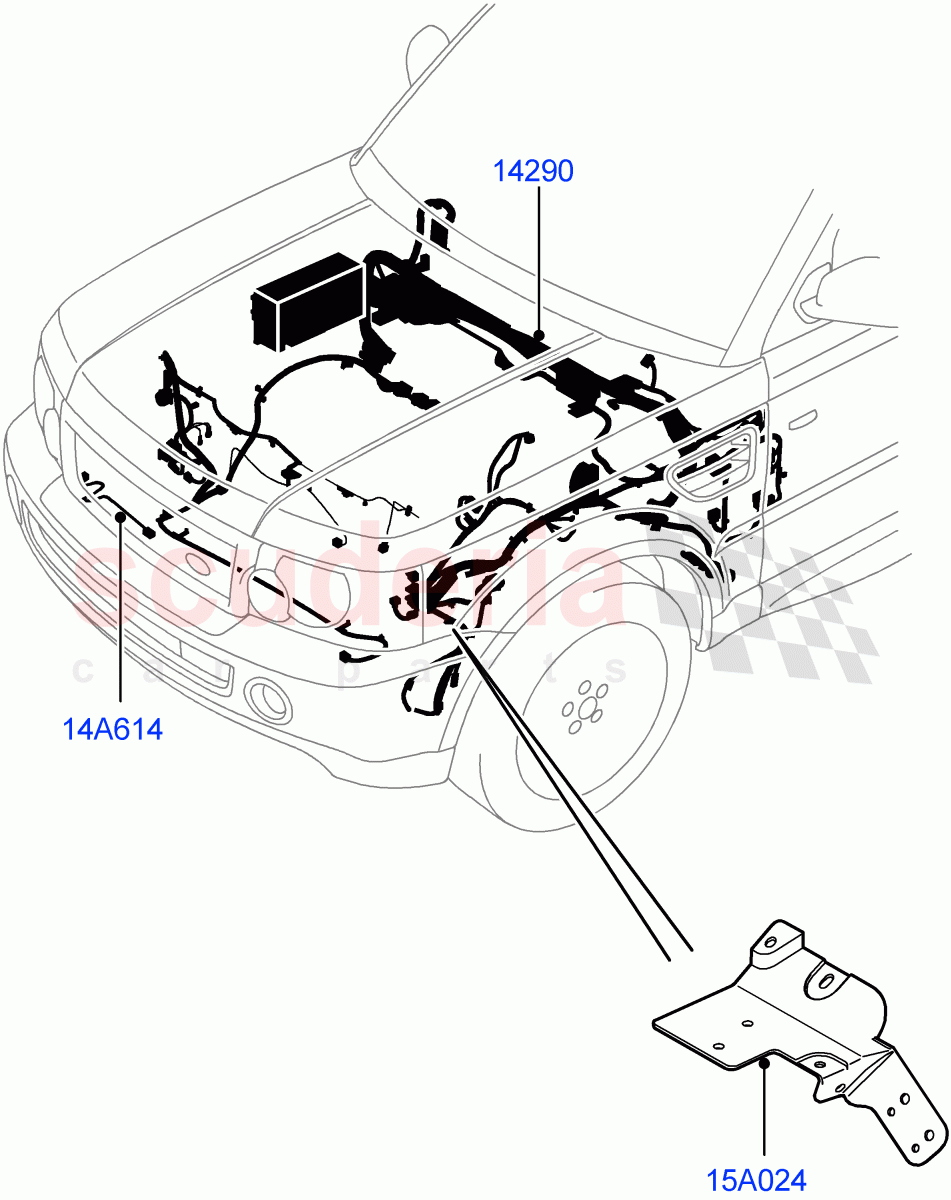 Electrical Wiring - Engine And Dash (Engine Compartment) ((V) FROMCA000001) of Land Rover Land Rover Range Rover Sport (2010-2013) [3.6 V8 32V DOHC EFI Diesel]