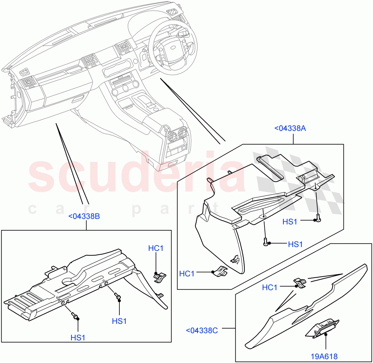 Instrument Panel (Lower) ((V) FROMAA000001) of Land Rover Land Rover Range Rover Sport (2010-2013) [5.0 OHC SGDI SC V8 Petrol]