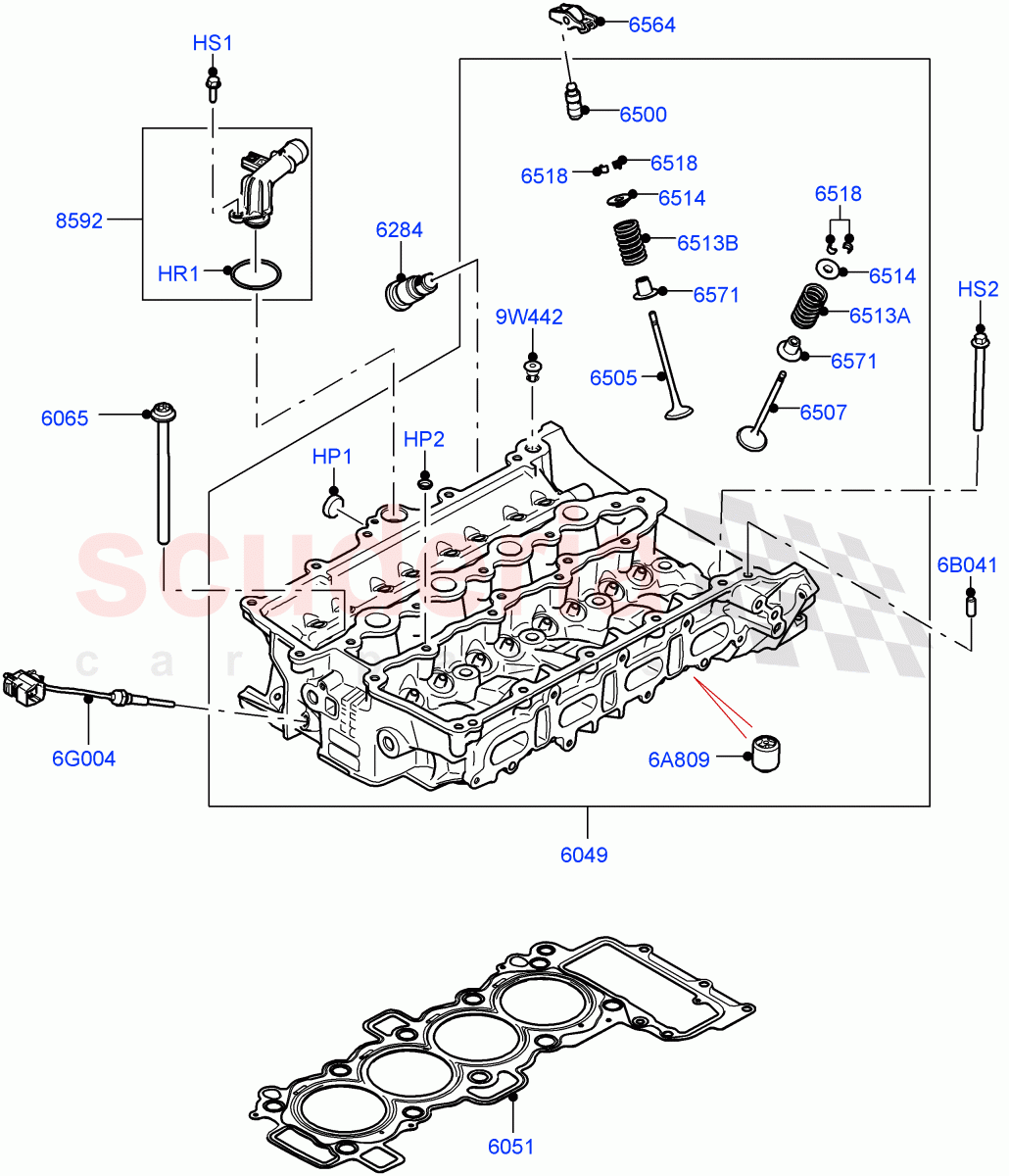 Cylinder Head(Solihull Plant Build)(2.0L AJ200P Hi PHEV,2.0L I4 High DOHC AJ200 Petrol,2.0L I4 Mid DOHC AJ200 Petrol)((V)FROMHA000001) of Land Rover Land Rover Range Rover Velar (2017+) [2.0 Turbo Petrol AJ200P]