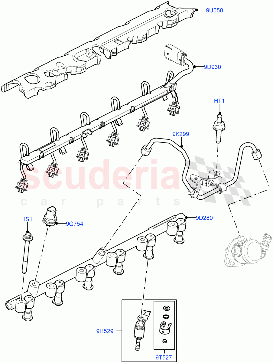 Fuel Injectors And Pipes(Nitra Plant Build)(3.0L AJ20P6 Petrol High)((V)FROML2000001) of Land Rover Land Rover Defender (2020+) [3.0 I6 Turbo Petrol AJ20P6]