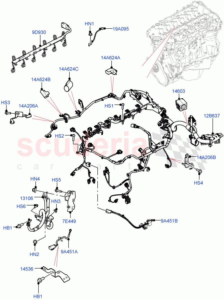 Engine Harness (Nitra Plant Build) (3.0L AJ20P6 Petrol High) ((V) FROMM2000001) of Land Rover Land Rover Discovery 5 (2017+) [3.0 I6 Turbo Petrol AJ20P6]