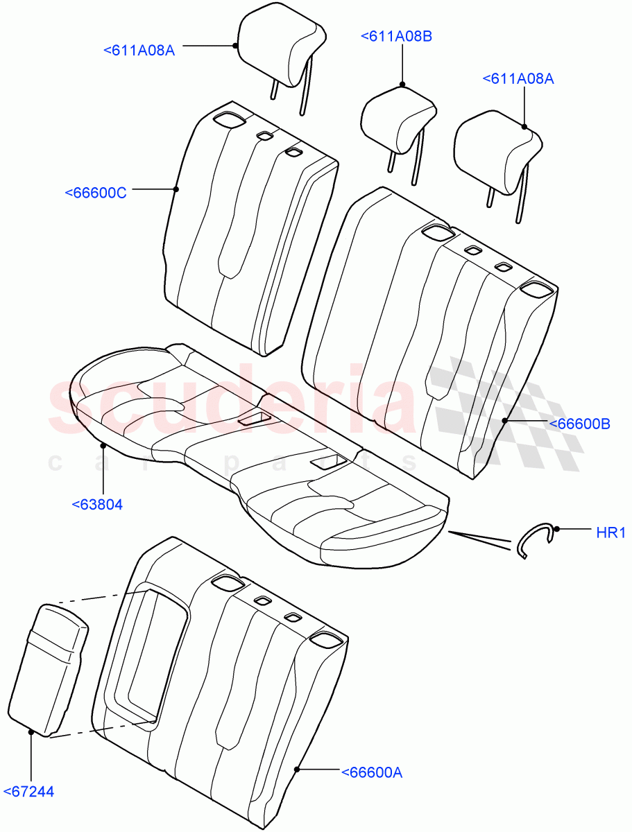 Rear Seat Covers (Taurus Leather, Itatiaia (Brazil), 2nd Row Seat 60/40 (3 P) - Folding) ((V) FROMGT000001) of Land Rover Land Rover Range Rover Evoque (2012-2018) [2.0 Turbo Petrol AJ200P]