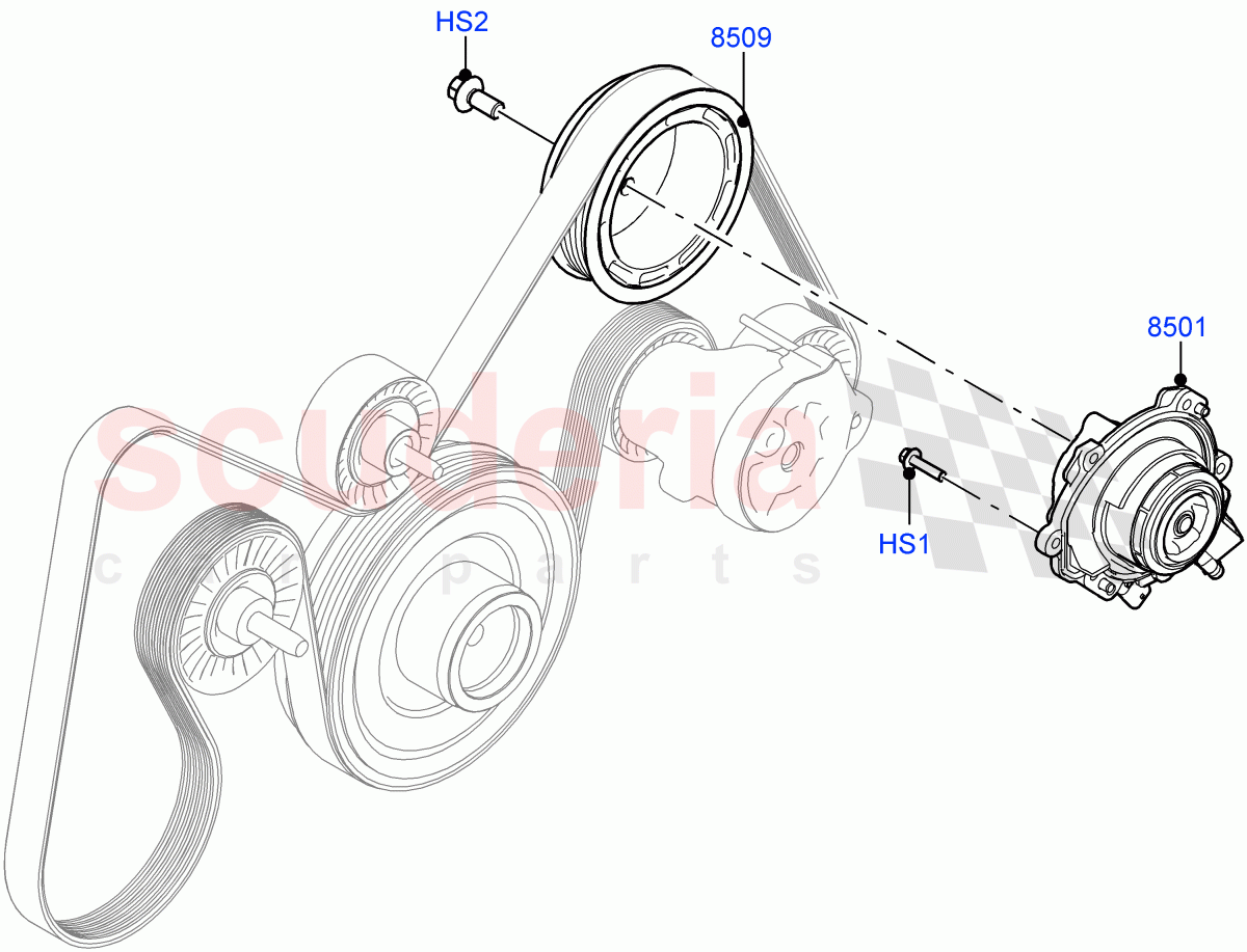 Water Pump(2.0L AJ21D4 Diesel Mid,Itatiaia (Brazil),Less Electric Engine Battery) of Land Rover Land Rover Range Rover Evoque (2019+) [2.0 Turbo Diesel AJ21D4]