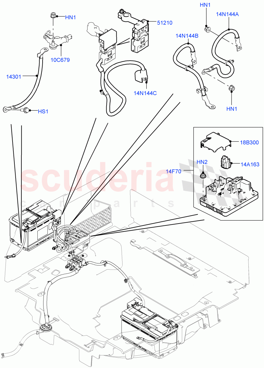 Battery Cables And Horn(Battery Cables)(3.0 V6 Diesel,Auxillary Battery H6 AGM,4.4L DOHC DITC V8 Diesel) of Land Rover Land Rover Range Rover (2012-2021) [5.0 OHC SGDI NA V8 Petrol]