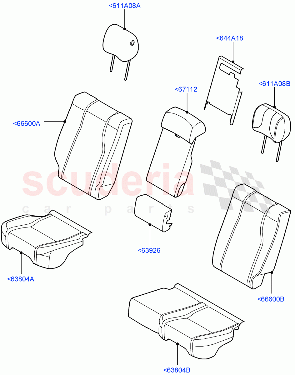 Rear Seat Covers(Semi Aniline Leather Perf,With 60/40 Power Fold Thru Rr Seat)((V)TOHA999999) of Land Rover Land Rover Range Rover (2012-2021) [3.0 DOHC GDI SC V6 Petrol]