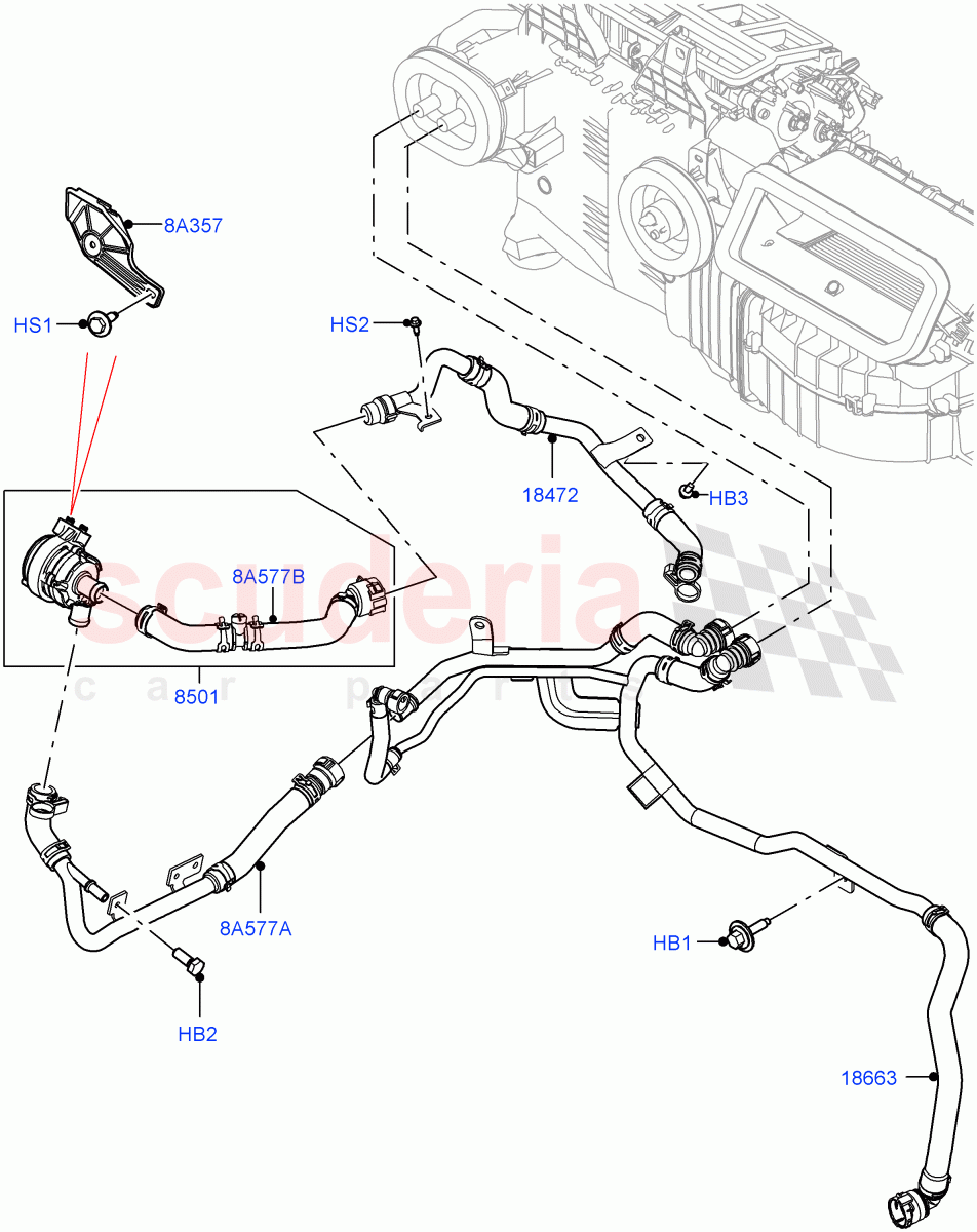 Heater Hoses(Nitra Plant Build)(3.0L AJ20P6 Petrol High,With Ptc Heater,With Front Comfort Air Con (IHKA),With Air Conditioning - Front/Rear,Less Heater)((V)FROMM2000001) of Land Rover Land Rover Discovery 5 (2017+) [3.0 I6 Turbo Petrol AJ20P6]