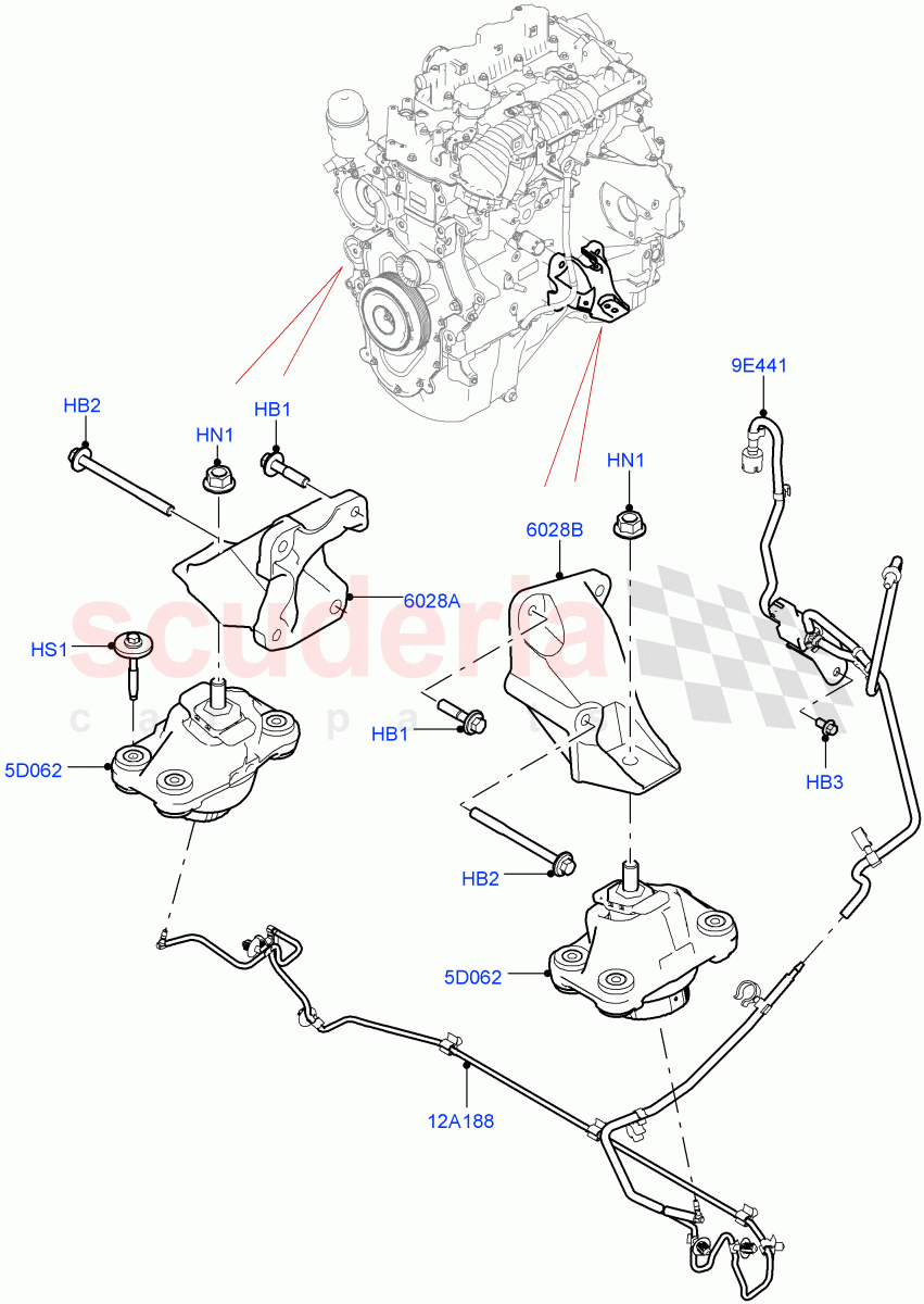 Engine Mounting(2.0L I4 DSL HIGH DOHC AJ200)((V)FROMHA000001) of Land Rover Land Rover Range Rover Sport (2014+) [5.0 OHC SGDI SC V8 Petrol]