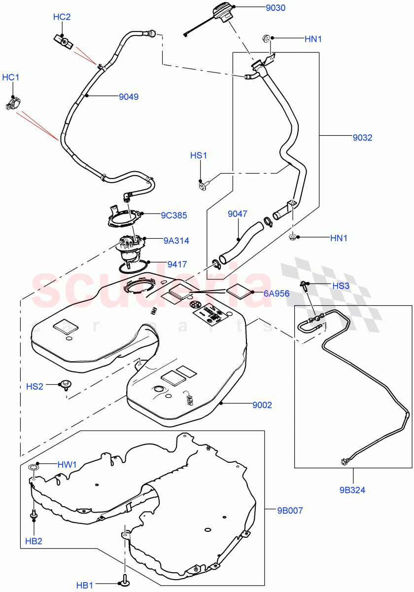 Fuel Tank & Related Parts(2.0L 16V TIVCT T/C 240PS Petrol) of Land Rover Land Rover Range Rover (2012-2021) [2.0 Turbo Petrol GTDI]