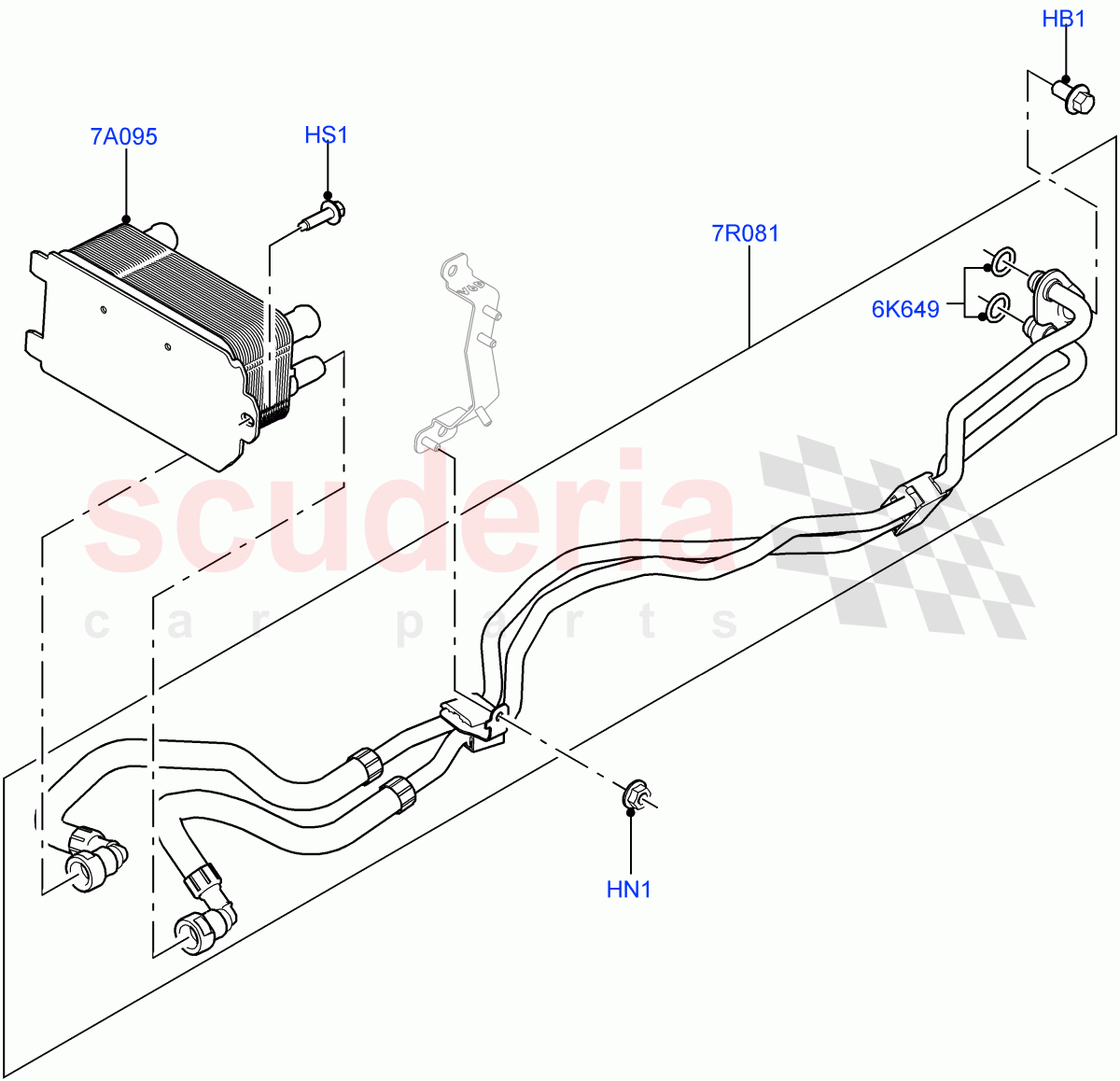 Transmission Cooling Systems(3.0 V6 Diesel Electric Hybrid Eng,8 Speed Auto Trans ZF 8HP70 HEV 4WD,3.0 V6 D Gen2 Mono Turbo,3.0 V6 D Gen2 Twin Turbo)((V)FROMFA000001) of Land Rover Land Rover Range Rover Sport (2014+) [5.0 OHC SGDI SC V8 Petrol]