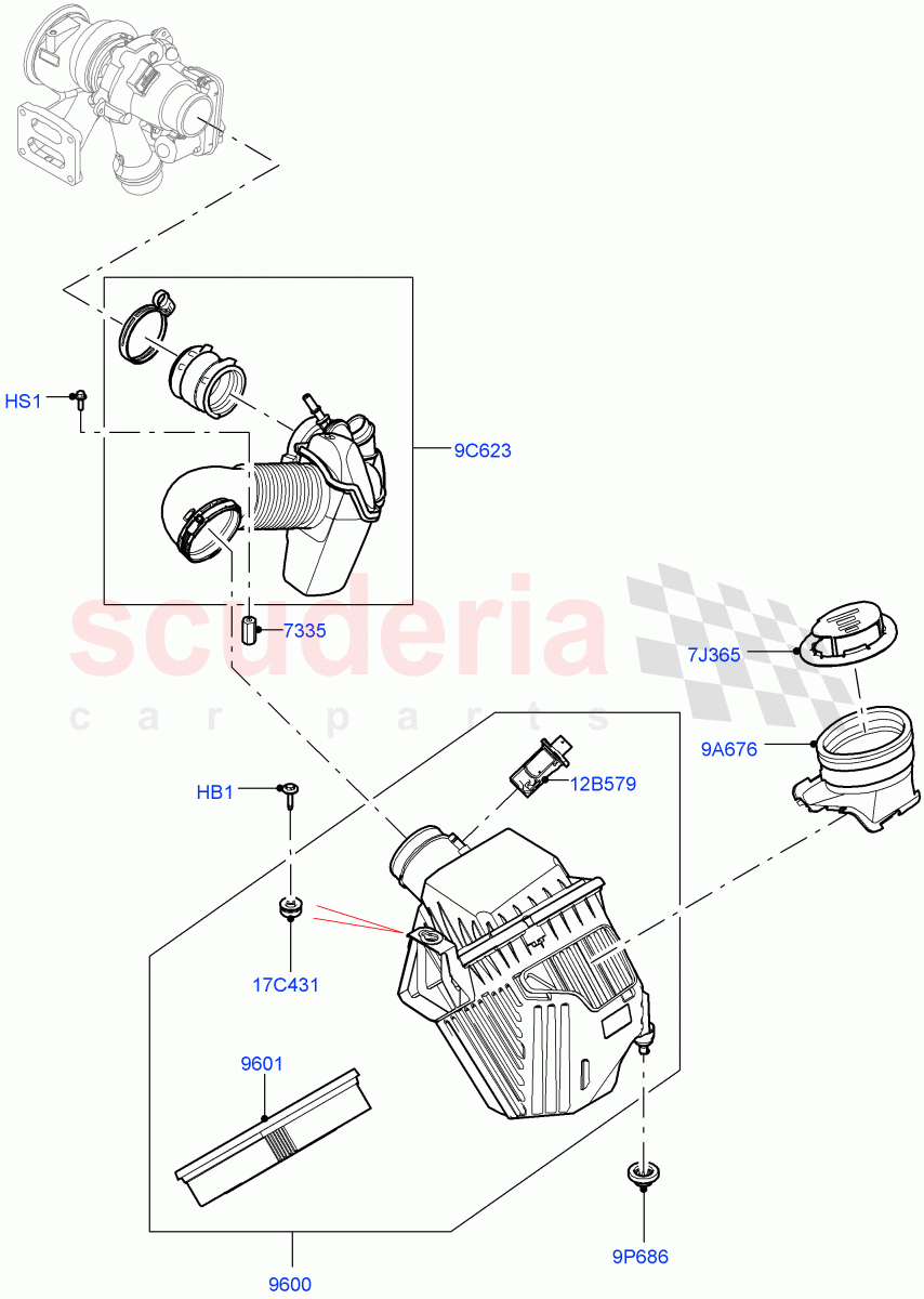 Air Cleaner (1.5L AJ20P3 Petrol High, 8 Speed Automatic Trans 8G30, Changsu (China), 1.5L AJ20P3 Petrol High PHEV) of Land Rover Land Rover Range Rover Evoque (2019+) [1.5 I3 Turbo Petrol AJ20P3]