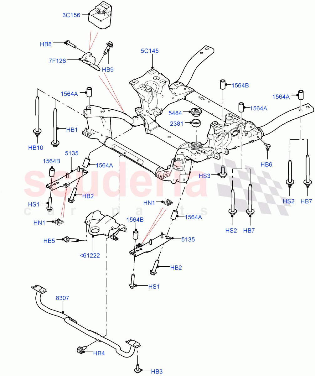 Front Cross Member & Stabilizer Bar(Crossmember)((V)FROMJA000001) of Land Rover Land Rover Range Rover (2012-2021) [5.0 OHC SGDI NA V8 Petrol]