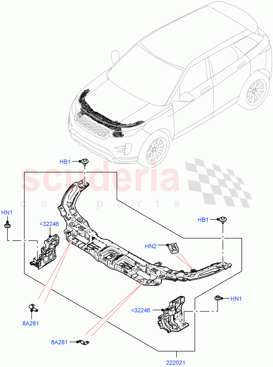 Front Panels, Aprons & Side Members(Front Panel)(Halewood (UK)) of Land Rover Land Rover Range Rover Evoque (2019+) [1.5 I3 Turbo Petrol AJ20P3]