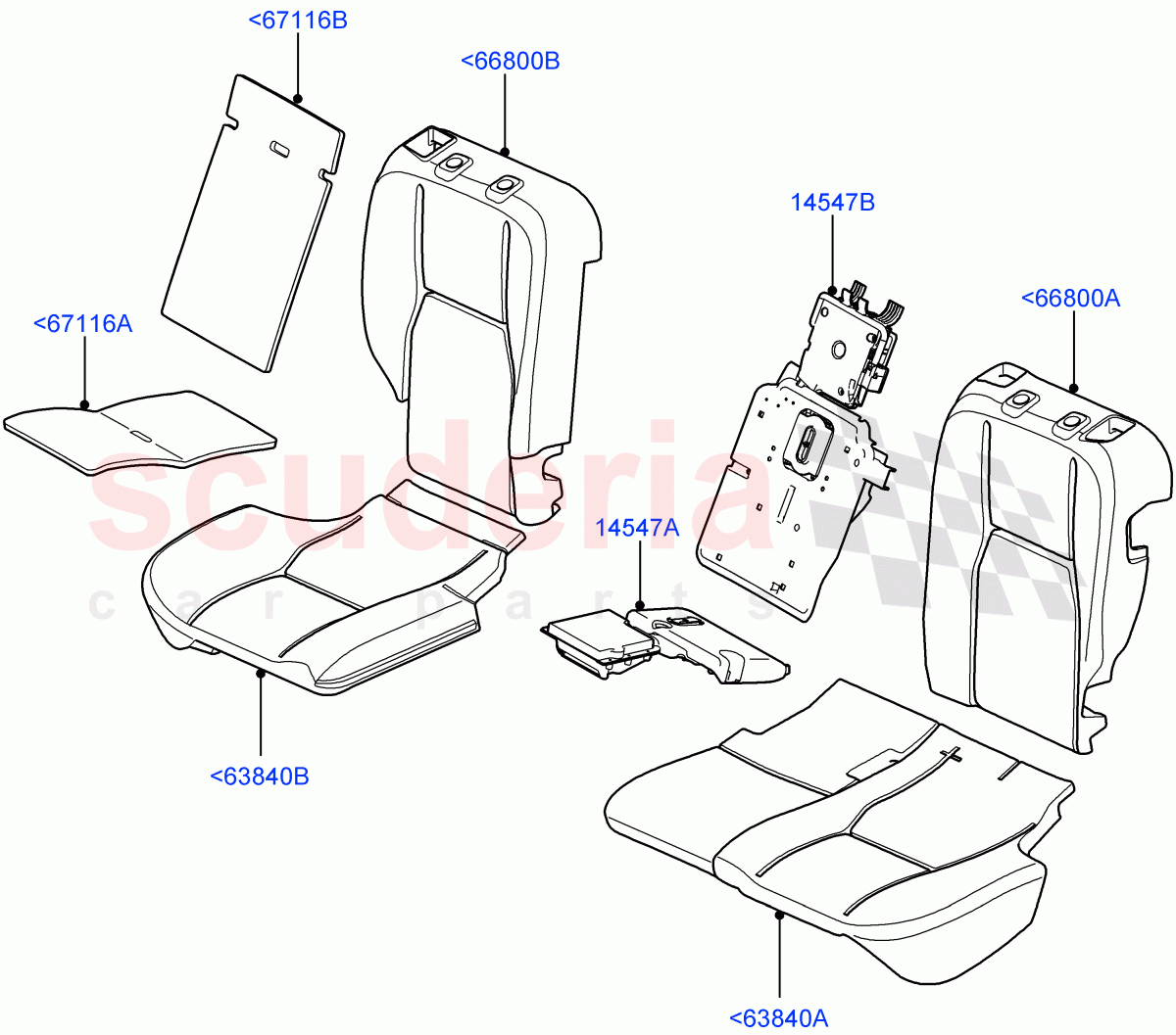 Rear Seat Pads/Valances & Heating(Heating Pads Are Serviced Together With The Seat Covers - Refer To Rear Seat Covers Sections)(Heated/Cooled Front/Rear Seat)((V)FROMAA000001) of Land Rover Land Rover Range Rover (2010-2012) [5.0 OHC SGDI SC V8 Petrol]