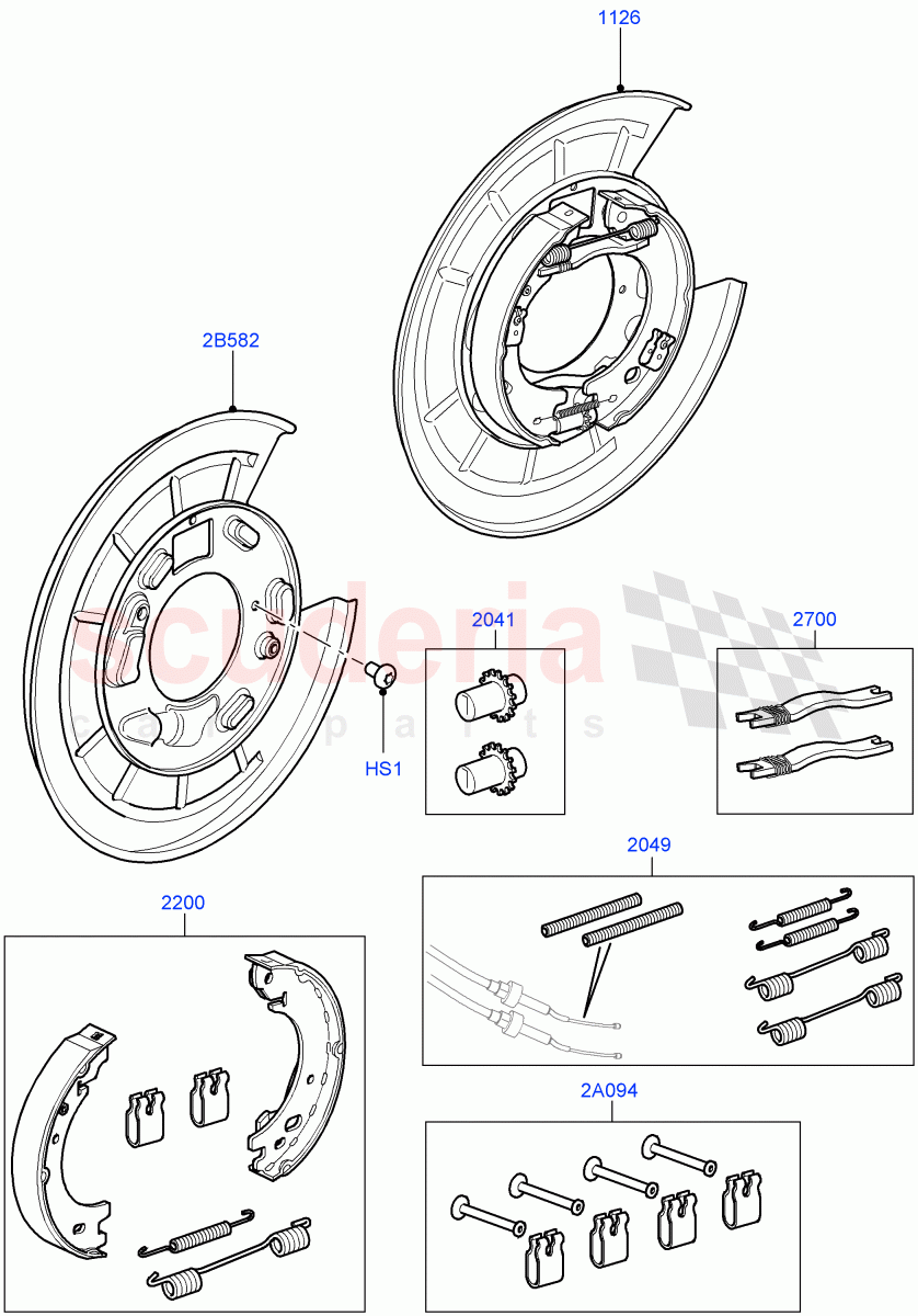 Parking Brake (Brake Shoes) ((V) TO9A999999) of Land Rover Land Rover Range Rover Sport (2005-2009) [2.7 Diesel V6]
