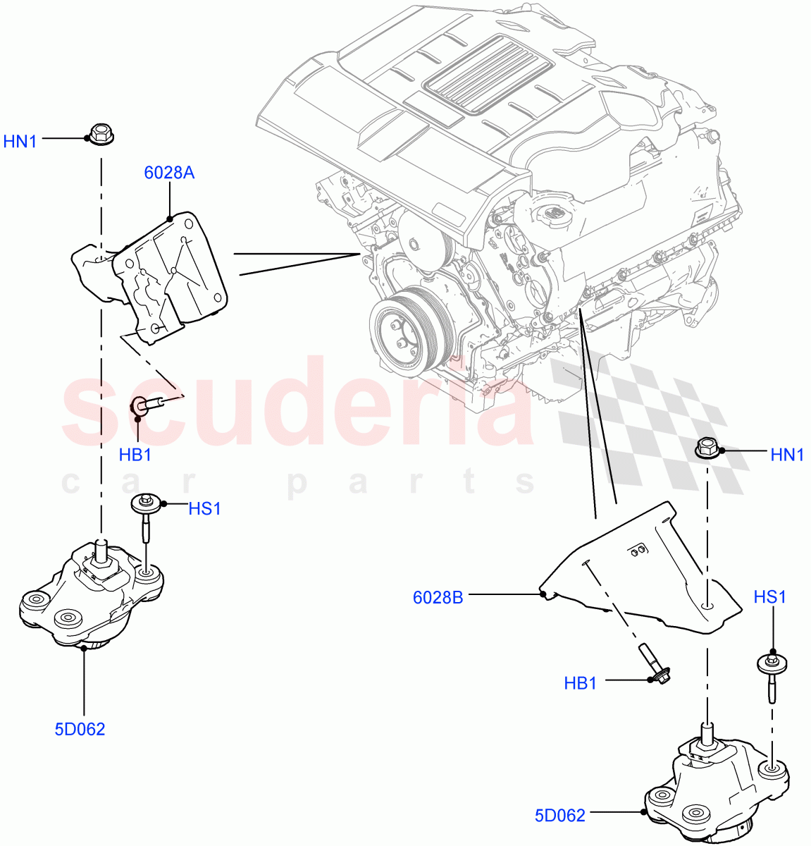 Engine Mounting(5.0L OHC SGDI NA V8 Petrol - AJ133,3.0L DOHC GDI SC V6 PETROL,5.0L OHC SGDI SC V8 Petrol - AJ133,5.0L P AJ133 DOHC CDA S/C Enhanced,5.0 Petrol AJ133 DOHC CDA) of Land Rover Land Rover Range Rover (2012-2021) [5.0 OHC SGDI SC V8 Petrol]