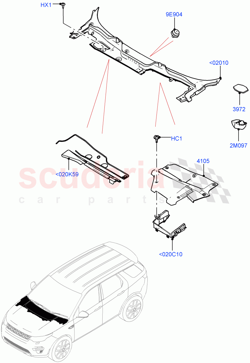 Cowl/Panel And Related Parts(Halewood (UK))((V)FROMLH000001) of Land Rover Land Rover Discovery Sport (2015+) [2.0 Turbo Petrol GTDI]