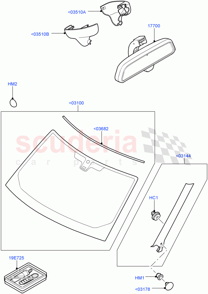 Windscreen/Inside Rear View Mirror((V)TO9A999999) of Land Rover Land Rover Range Rover Sport (2005-2009) [2.7 Diesel V6]