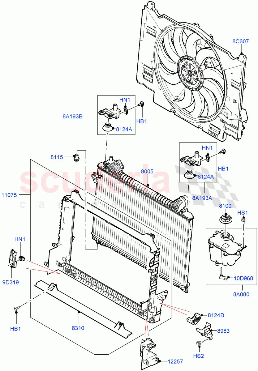 Radiator/Coolant Overflow Container (2.0L AJ200P Hi PHEV, 2.0L I4 Mid DOHC AJ200 Petrol) ((V) FROMMA000001) of Land Rover Land Rover Range Rover Velar (2017+) [2.0 Turbo Petrol AJ200P]