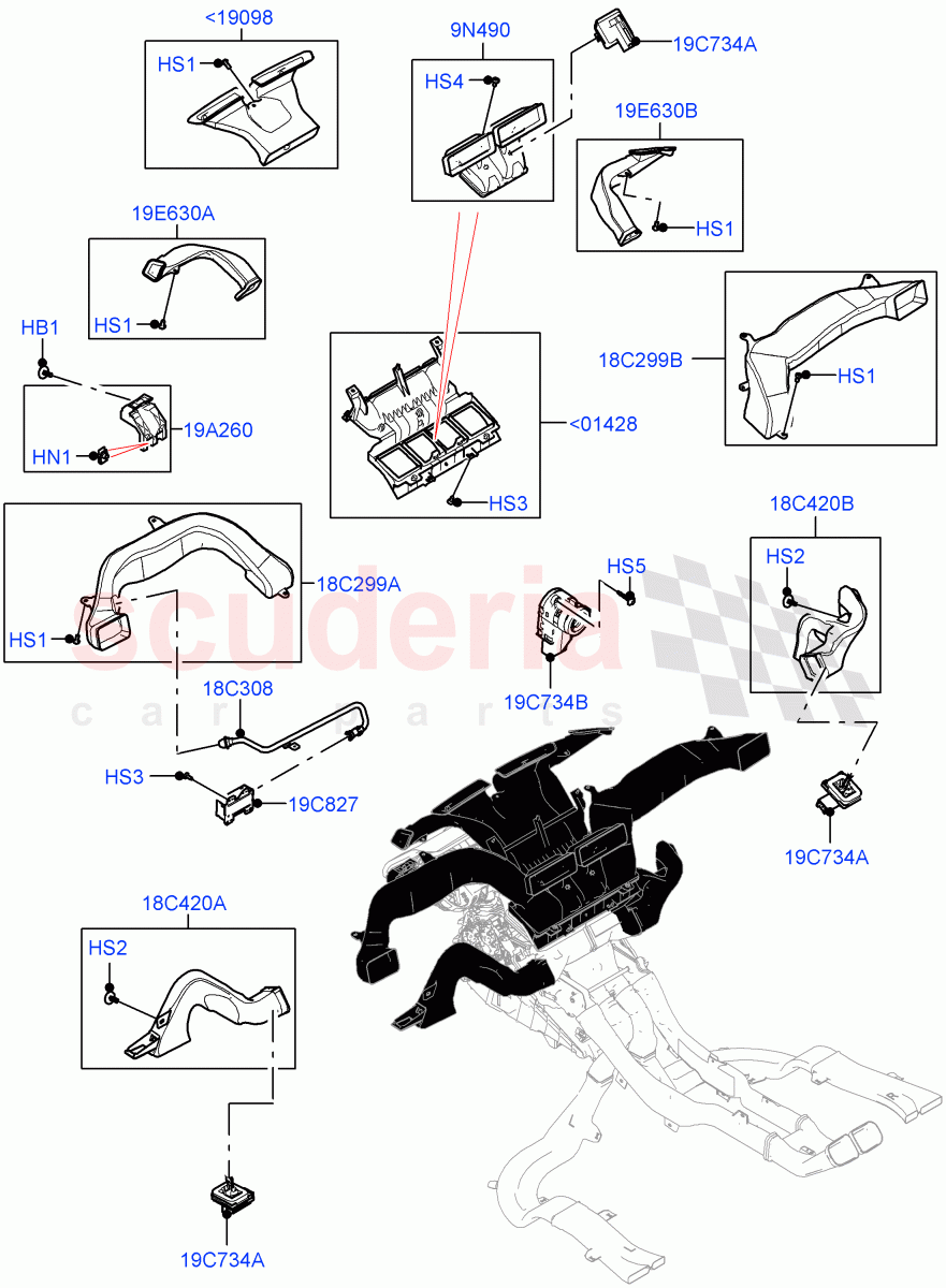 Air Vents, Louvres And Ducts (Internal Components, 1st Row) (Halewood (UK)) ((V) FROMLH000001) of Land Rover Land Rover Discovery Sport (2015+) [2.0 Turbo Diesel]