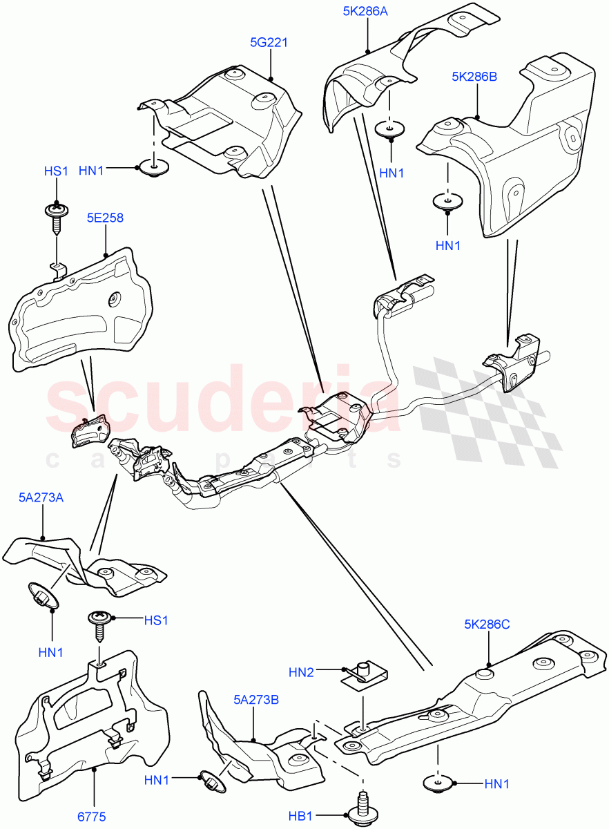 Heat Shields - Exhaust System(AJ Petrol 4.2 V8 Supercharged) of Land Rover Land Rover Range Rover Sport (2005-2009) [4.2 Petrol V8 Supercharged]