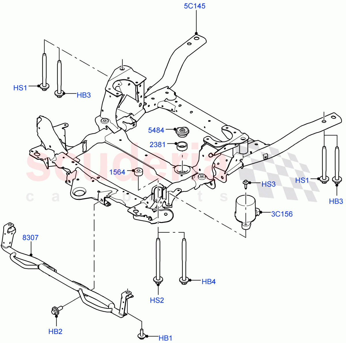 Front Cross Member & Stabilizer Bar(Crossmember) of Land Rover Land Rover Defender (2020+) [5.0 OHC SGDI SC V8 Petrol]