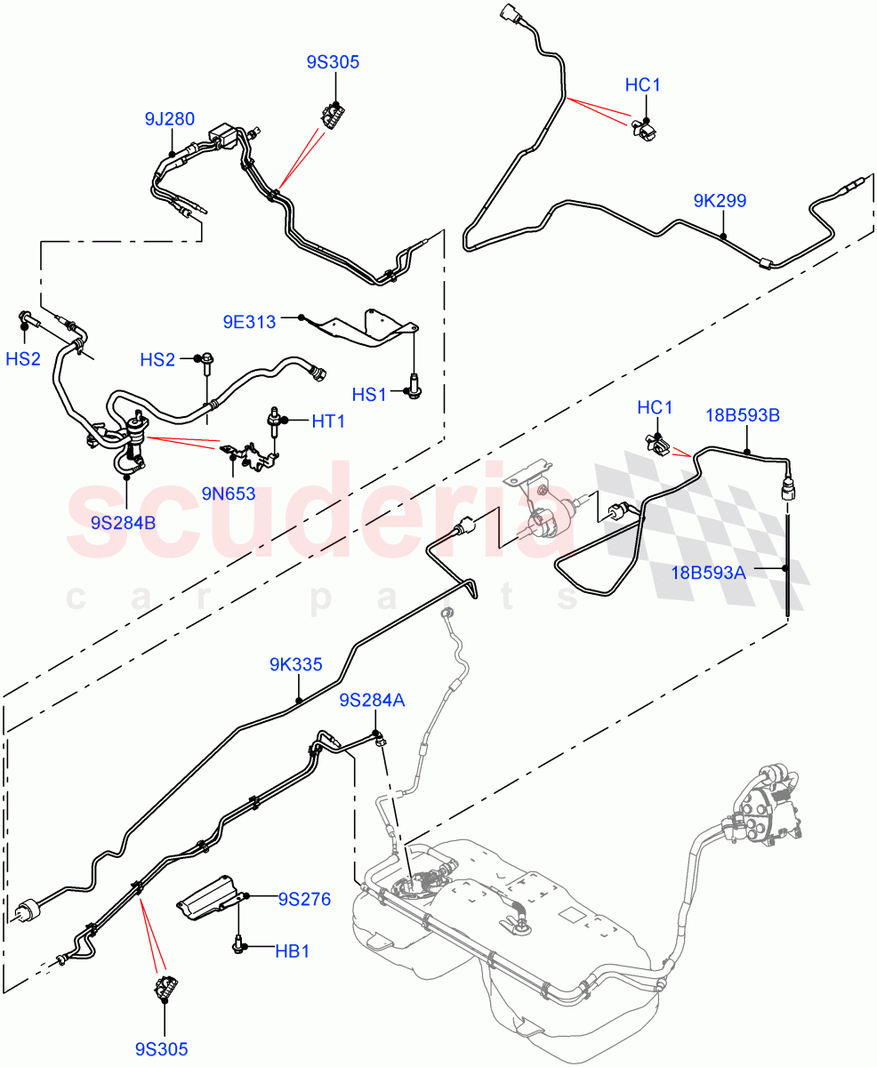 Fuel Lines(1.5L AJ20P3 Petrol High,Halewood (UK))((V)FROMMH000001) of Land Rover Land Rover Discovery Sport (2015+) [1.5 I3 Turbo Petrol AJ20P3]