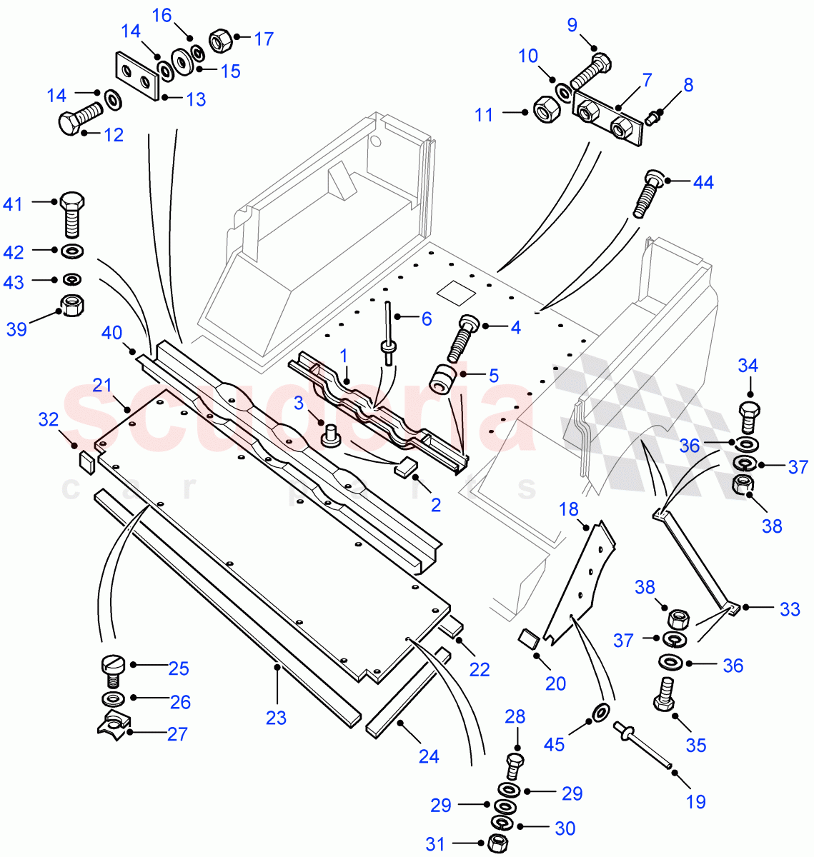 Rear Body Lower - Mountings(Crew Cab Pick Up,110" Wheelbase,Station Wagon Utility - 5 Door,Station Wagon - 5 Door)((V)FROM7A000001) of Land Rover Land Rover Defender (2007-2016)