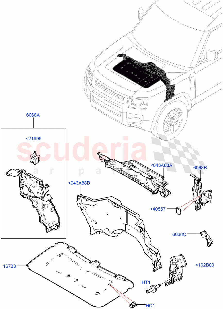 Insulators - Front(Engine Compartment) of Land Rover Land Rover Defender (2020+) [3.0 I6 Turbo Petrol AJ20P6]