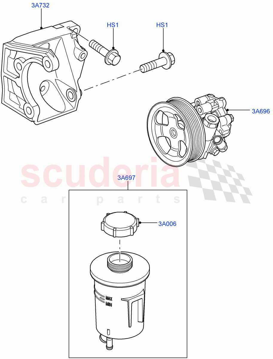 Power Steering Pump Mounting (3.0L 24V DOHC V6 TC Diesel) ((V) FROMAA000001) of Land Rover Land Rover Range Rover Sport (2010-2013) [3.6 V8 32V DOHC EFI Diesel]