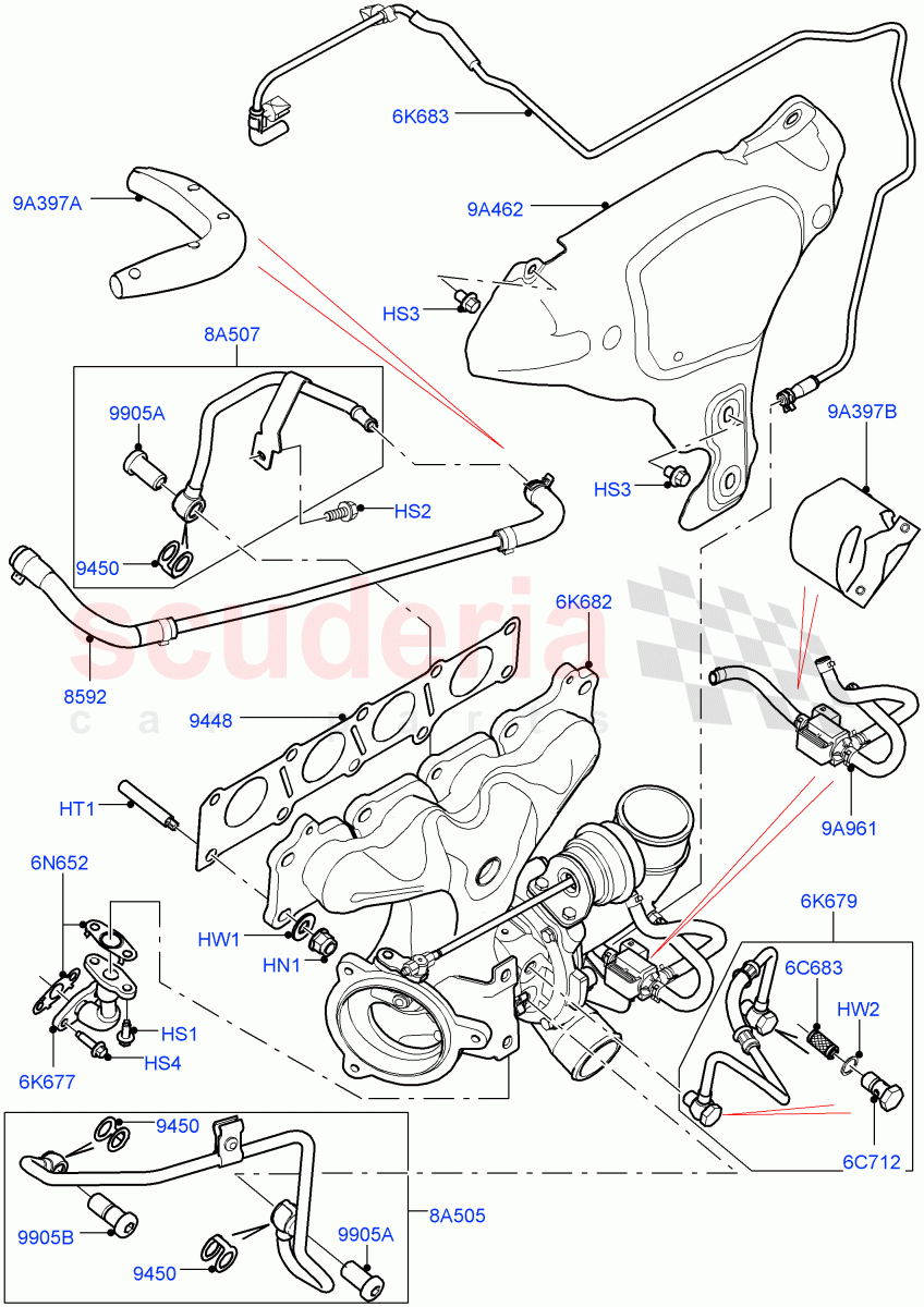 Turbocharger(2.0L 16V TIVCT T/C 240PS Petrol,Halewood (UK)) of Land Rover Land Rover Range Rover Evoque (2012-2018) [2.0 Turbo Petrol GTDI]