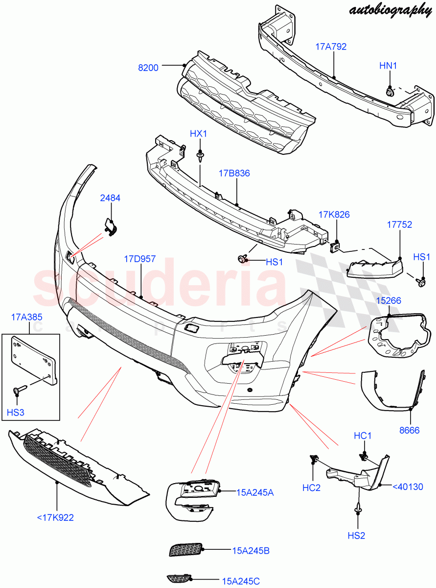 Radiator Grille And Front Bumper (Halewood (UK), Autobiography Sales Badge, Autobiography Pack) ((V) FROMFH000001) of Land Rover Land Rover Range Rover Evoque (2012-2018) [2.0 Turbo Petrol AJ200P]