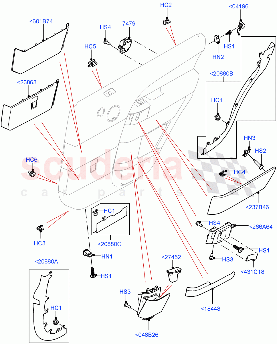 Rear Door Trim Installation (Finishers And Mouldings) (Long Wheelbase) ((V) FROMEA000001, (V) TOHA999999) of Land Rover Land Rover Range Rover (2012-2021) [3.0 Diesel 24V DOHC TC]