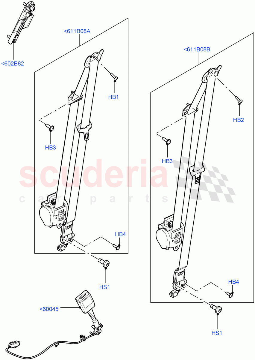 Front Seat Belts(3 Door,Halewood (UK),5 Door) of Land Rover Land Rover Range Rover Evoque (2012-2018) [2.0 Turbo Petrol AJ200P]