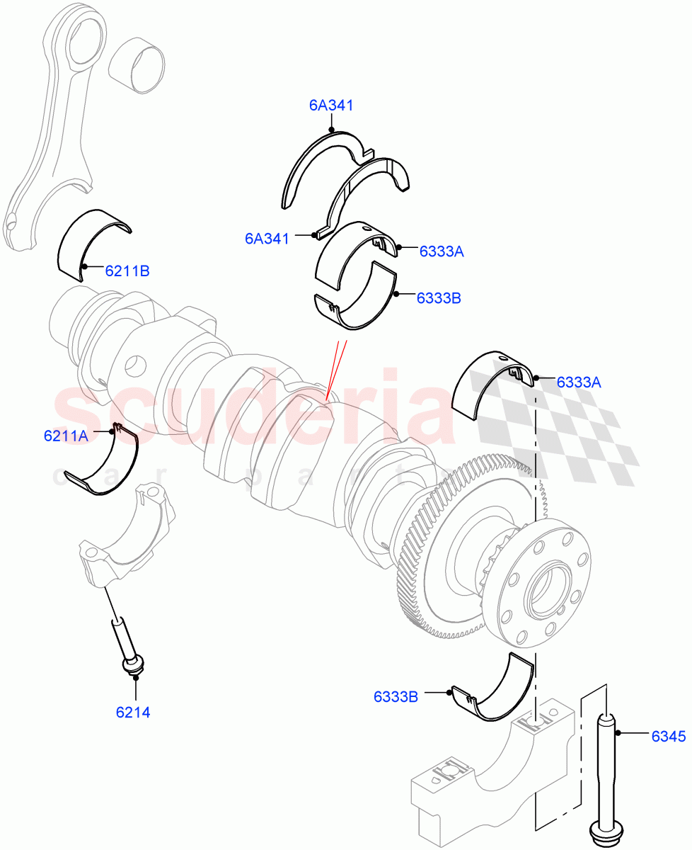Crankshaft/Pistons And Bearings (2.0L AJ20D4 Diesel Mid PTA, Itatiaia (Brazil)) ((V) FROMLT000001) of Land Rover Land Rover Discovery Sport (2015+) [2.0 Turbo Diesel]
