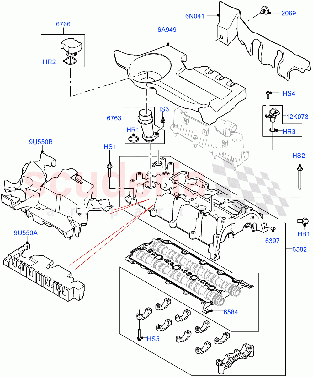 Cylinder Head Cover (2.0L AJ20D4 Diesel Mid PTA, Halewood (UK), 2.0L AJ20D4 Diesel High PTA, 2.0L AJ20D4 Diesel LF PTA) of Land Rover Land Rover Discovery Sport (2015+) [2.0 Turbo Diesel]