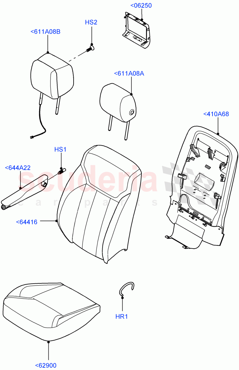 Front Seat Covers(Nitra Plant Build)(Taurus Leather Perforated,Version - Core,With 7 Seat Configuration,With 5 Seat Configuration)((V)FROMK2000001,(V)TOL2999999) of Land Rover Land Rover Discovery 5 (2017+) [3.0 I6 Turbo Petrol AJ20P6]