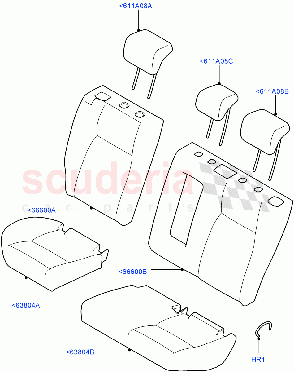 Rear Seat Covers(Grained Cloth,Halewood (UK),With 60/40 Split - Folding Rr Seat)((V)FROMLH000001) of Land Rover Land Rover Discovery Sport (2015+) [2.0 Turbo Petrol AJ200P]