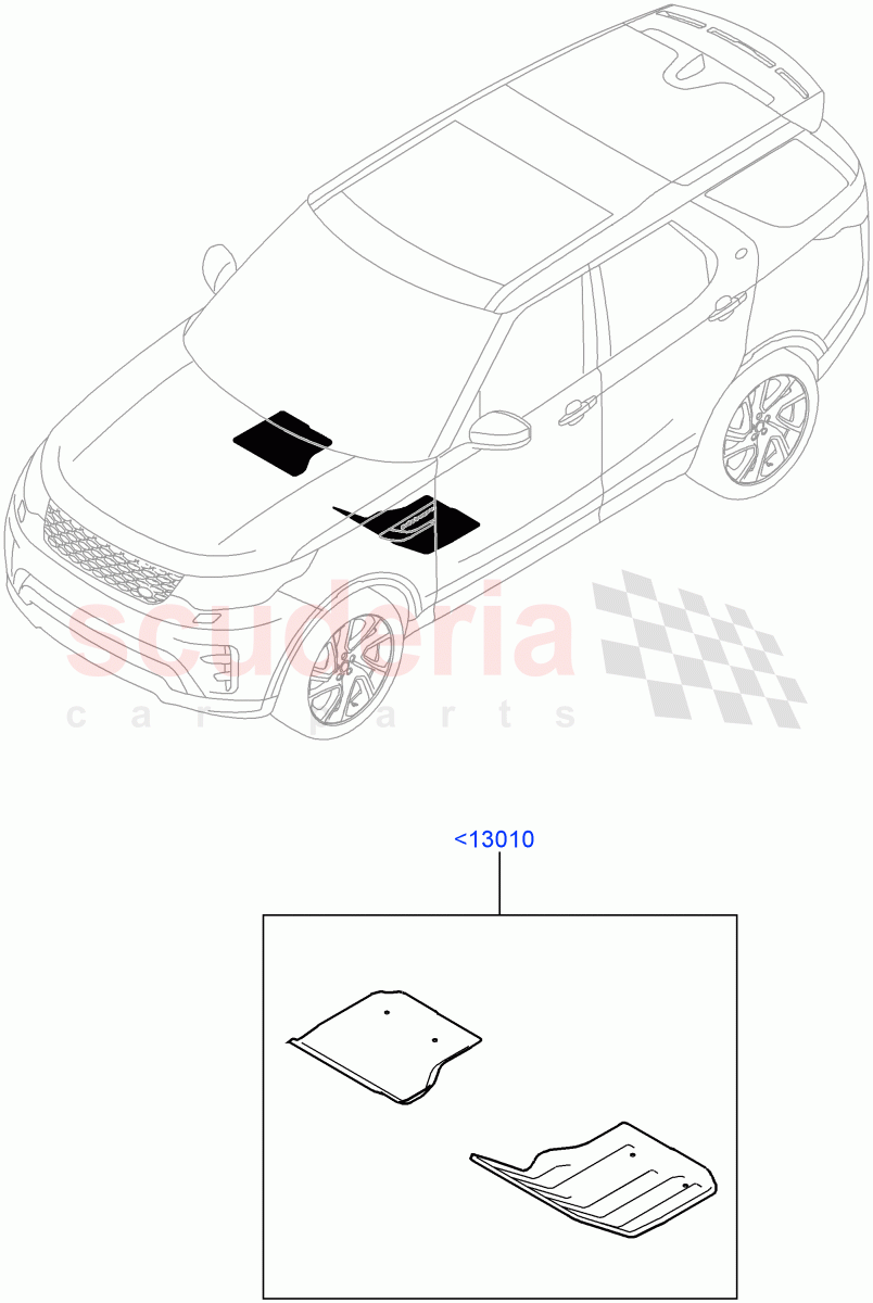 Floor Trim(Floor Mats, Solihull Plant Build)(With 2 Seat Configuration)((V)FROMJA000001) of Land Rover Land Rover Discovery 5 (2017+) [3.0 I6 Turbo Diesel AJ20D6]