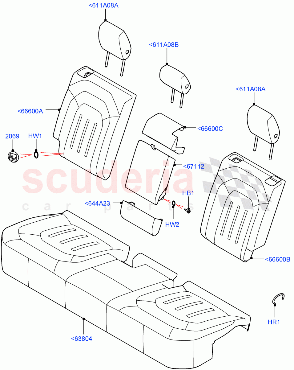 Rear Seat Covers(Short Wheelbase,Taurus Leather/Robust Woven Textile,Rr Seat 40/20/40 Fixed Cushion) of Land Rover Land Rover Defender (2020+) [3.0 I6 Turbo Diesel AJ20D6]